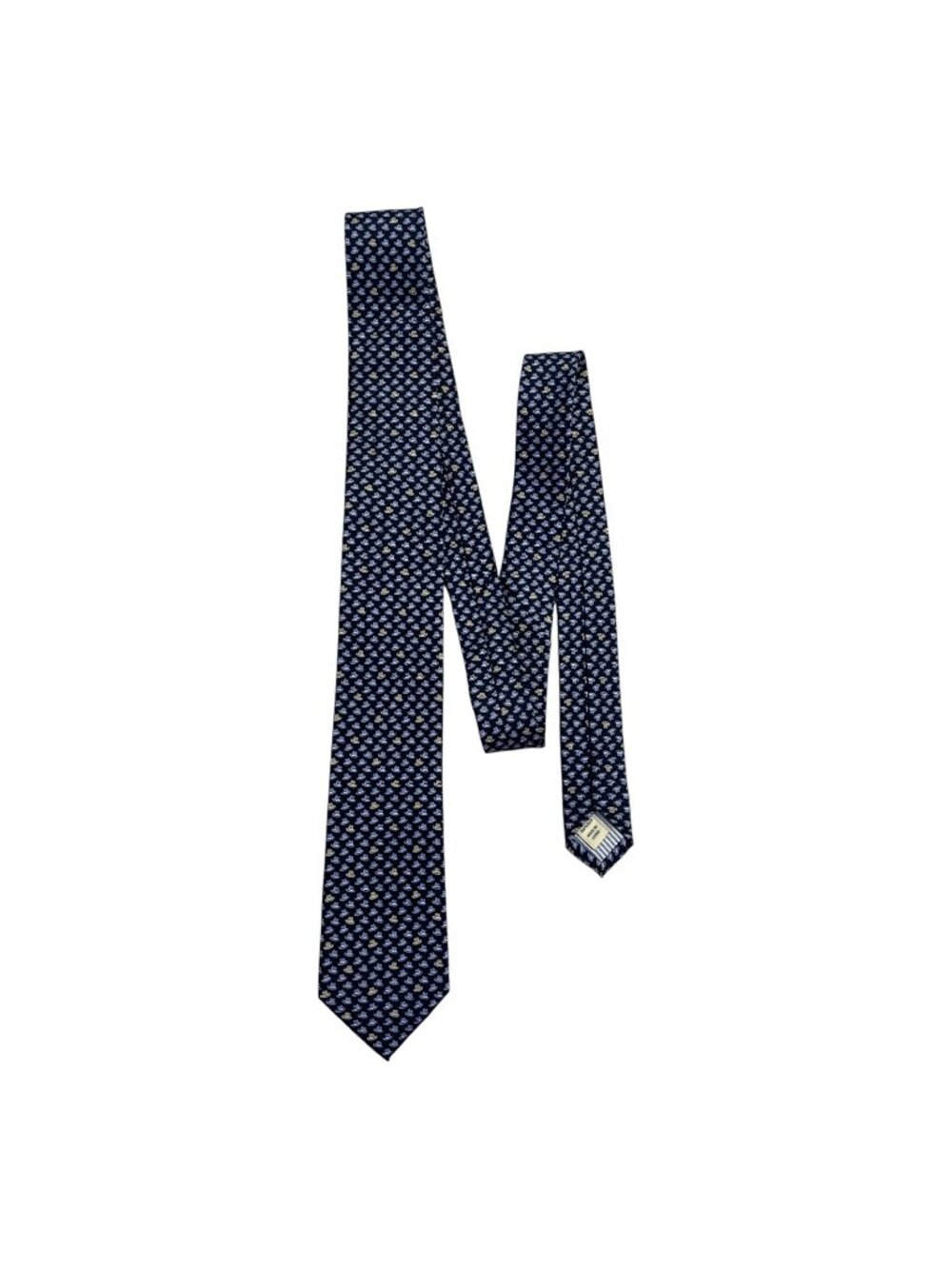 Jos A Bank 1905 Silk Necktie Navy Blue Fedora Hat Novelty Tie 57"